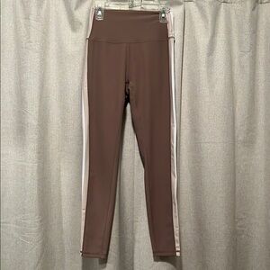 Wilo Brown & White Ribbed Athletic Leggings Size XS